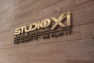 StudioXI Autocue Systems with slogan 3D Wall Logo
